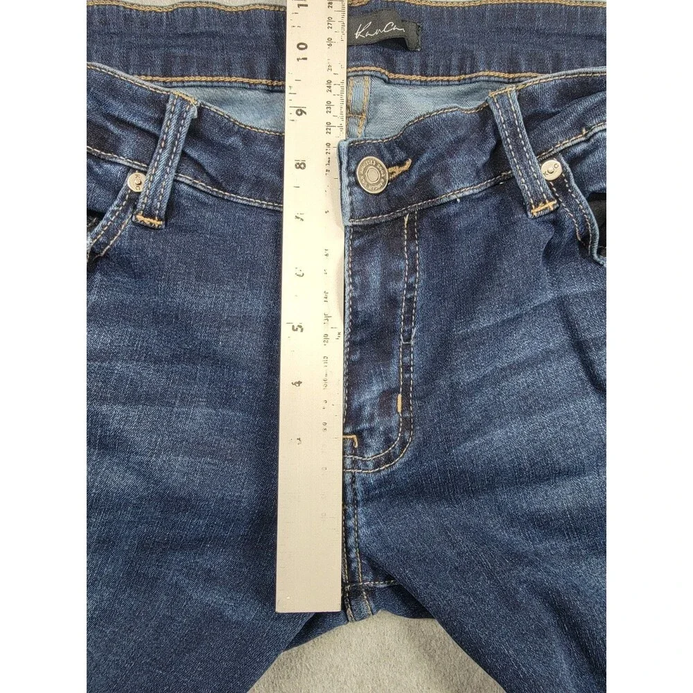 KanCan Jeans Womens XL 34x28 Straight Distressed Stretch Dark Blue Mid Rise City